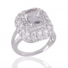Crystal Quartz and Cubic Zirconia Sterling Silver Engagement Ring