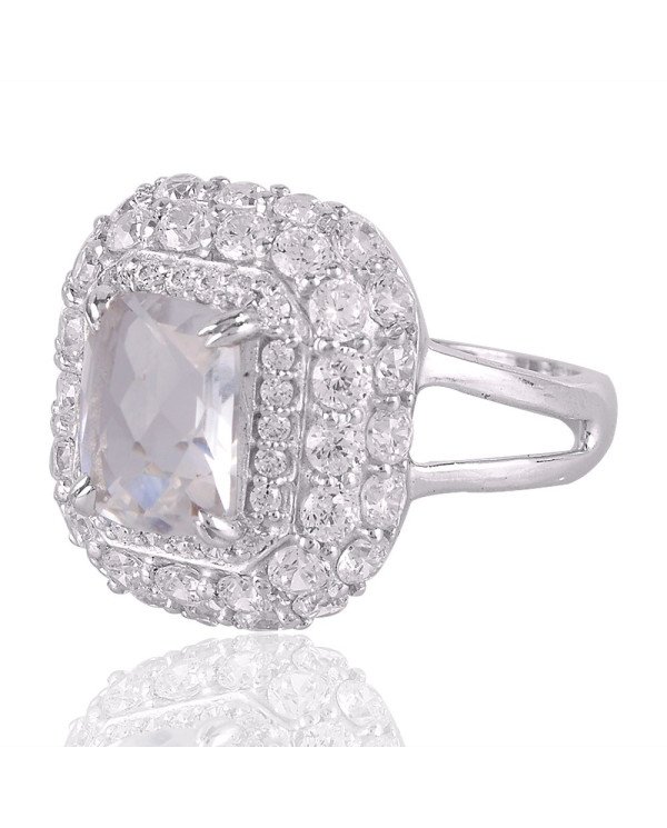 Crystal Quartz and Cubic Zirconia Sterling Silver Engagement Ring