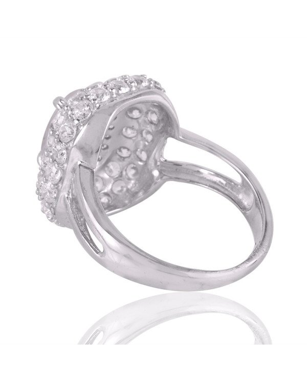 Crystal Quartz and Cubic Zirconia Sterling Silver Engagement Ring