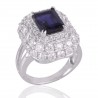 Iolite and Cubic Zirconia Sterling Silver Engagement Ring