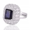Iolite and Cubic Zirconia Sterling Silver Engagement Ring