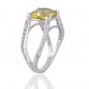 Lemon Quartz and Cubic Zirconia Sterling Silver Engagement Ring