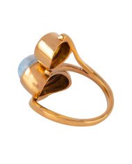 Larimar and Peridot Gemstone Handmade Statement 18 K Gold Vermeil Ring