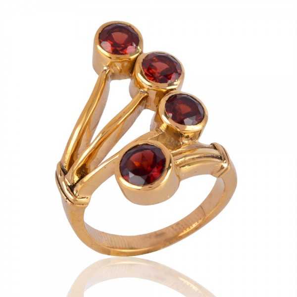 Garnet Gemstone Designer Handmade Statement 18 K Gold Vermeil Ring