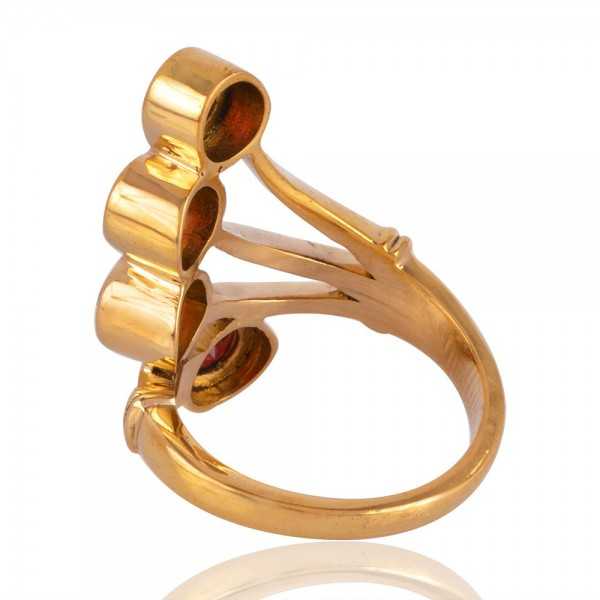 Garnet Gemstone Designer Handmade Statement 18 K Gold Vermeil Ring