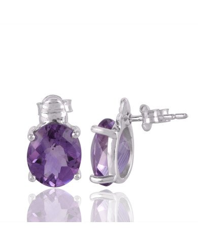 Assorted Amethyst and Sterling Silver Stud Earring Purple Stone Stud