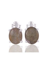Labradorite Gemstone and Silver Stud Earring for Girl and Women