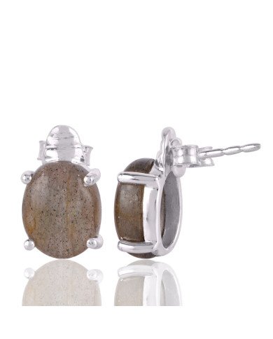Labradorite Gemstone and Silver Stud Earring for Girl and Women