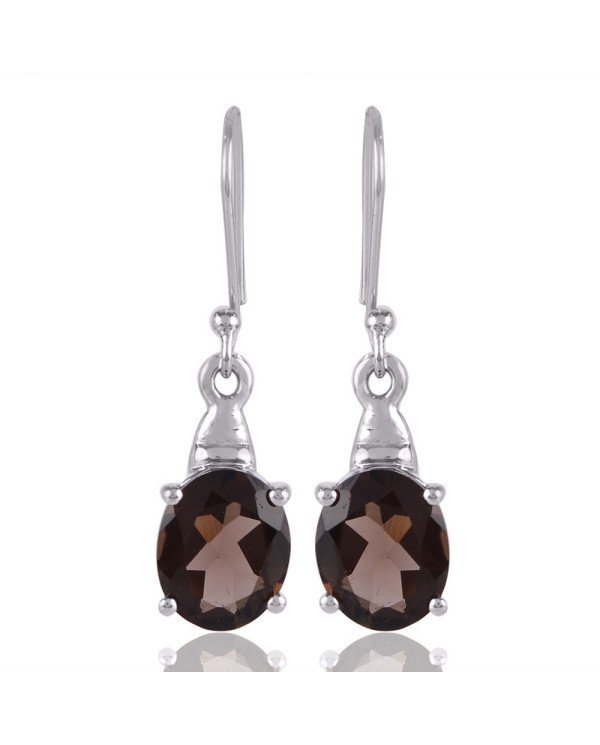 Smoky Quartz Gemstone Earring Smokey Silver Earrings