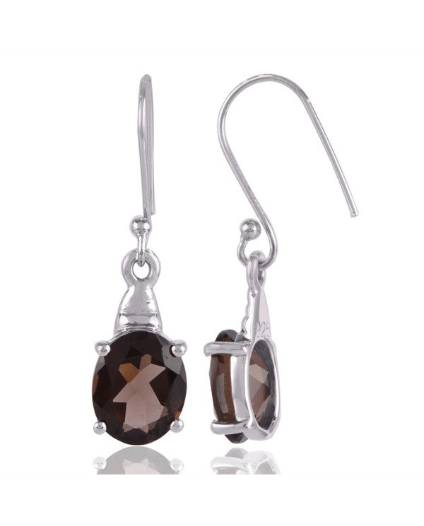 Smoky Quartz Gemstone Earring Smokey Silver Earrings