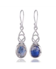 Rainbow Moonstone and 925 Silver Dangle Drop Earring White Stone Earring