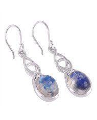 Rainbow Moonstone and 925 Silver Dangle Drop Earring White Stone Earring