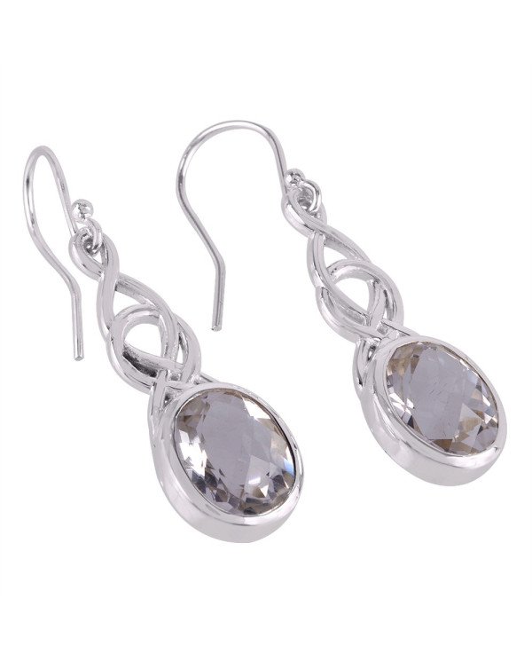 Crystal Quartz and 925 Silver Dangle Drop Earring Crystal Stone Earring