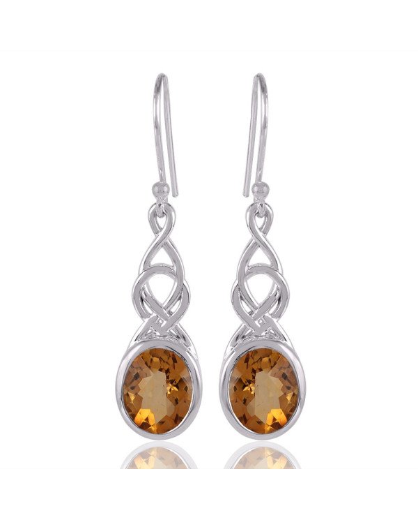 Citrine Drop Earrings | 925 Sterling Silver Handmade Gift for Her