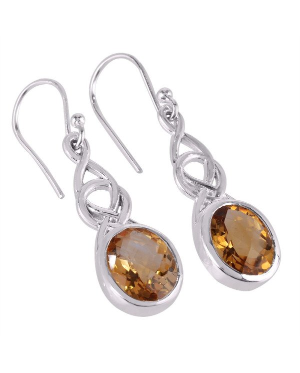Citrine Drop Earrings | 925 Sterling Silver Handmade Gift for Her