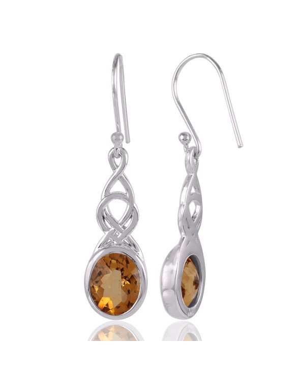 Citrine Drop Earrings | 925 Sterling Silver Handmade Gift for Her