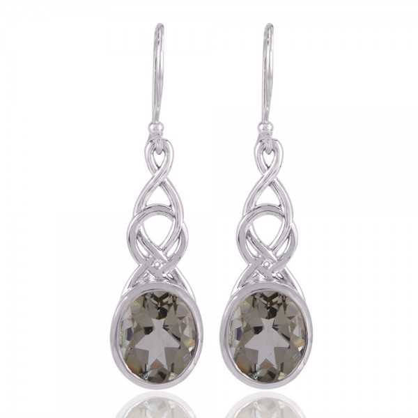 Green Amethyst and 925 Silver Dangle Drop Earring Green Stone Earring
