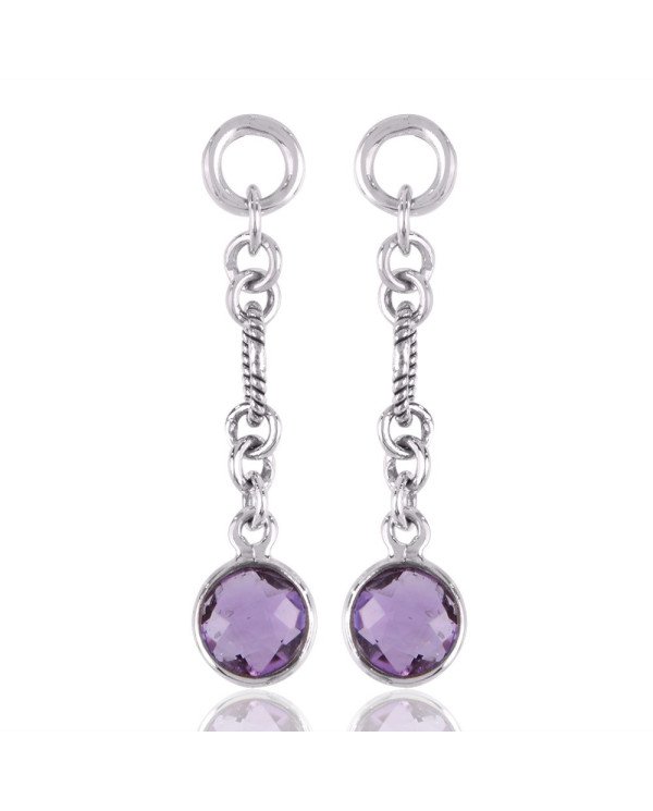 Sterling Silver Dangle Earring with Amethyst Gemstone