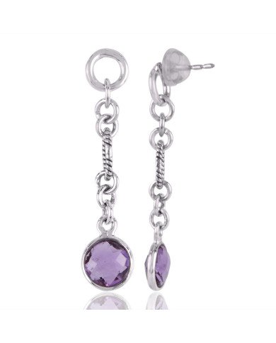 Sterling Silver Dangle Earring with Amethyst Gemstone