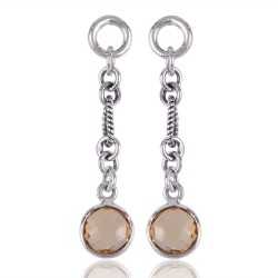 Sterling Silver Dangle Earring with Citrine Gemstone