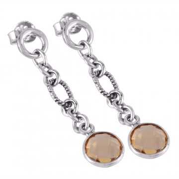 Sterling Silver Dangle Earring with Citrine Gemstone