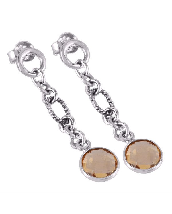 Sterling Silver Dangle Earring with Citrine Gemstone