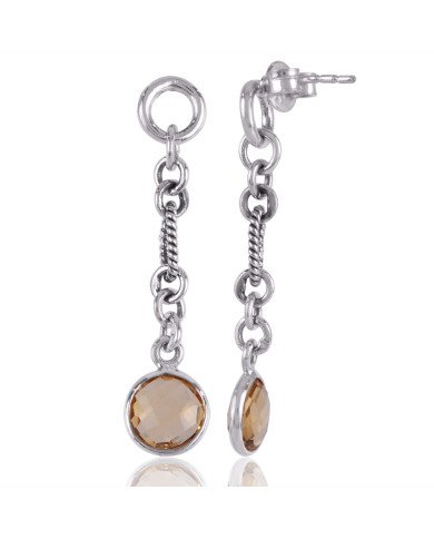 Sterling Silver Dangle Earring with Citrine Gemstone
