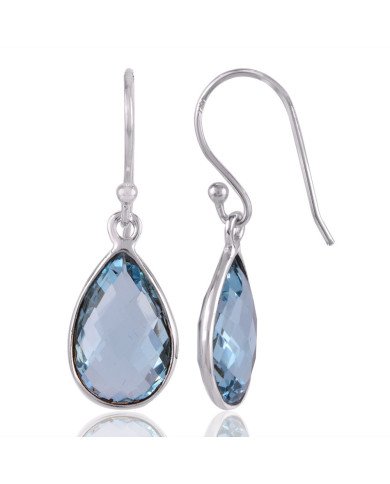 Blue Topaz Drop Earring with 925 Sterling Silver