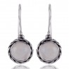 Rainbow Moonstone and Twisted Wire Solid Silver Round Dangle Earring