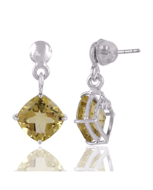 Lemon Quartz and Solid Silver Gemstone Earring in Wholesale Price