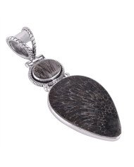Tourmanilated Quartz Rutile and Brizone Coral Silver Pendant Necklace Wholesale Pricing Jewelry