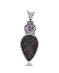 Tourmanilated Quartz Rutile and Brizone Coral Silver Pendant Necklace Wholesale Pricing Jewelry