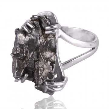Raw Meteorite Gemstone Statement 925 Solid Sterling Silver Ring