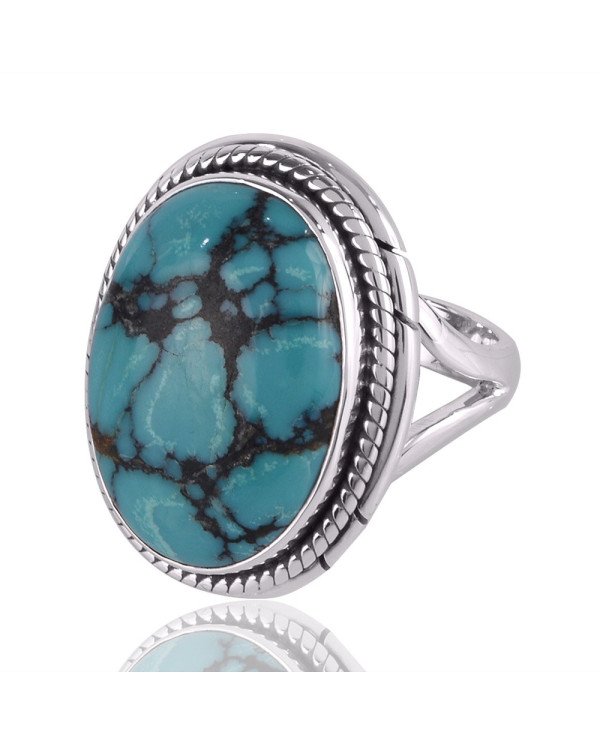 Turquoise Gemstone 925 Sterling Silver Twisted Wire Design Ring