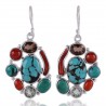Turquoise Smoky Coral and Green Amethyst Multi Color Earring Solid Silver