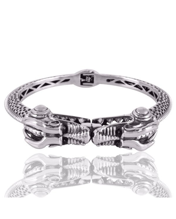 Beautiful Sterling Silver Crocodile Skull Bangle Bracelet Openable Cuff