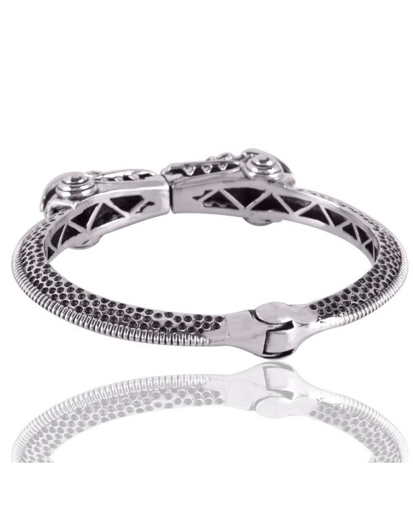 Beautiful Sterling Silver Crocodile Skull Bangle Bracelet Openable Cuff