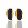 Rough Black Onyx Stone Gold Plated Fashion Earring Studs