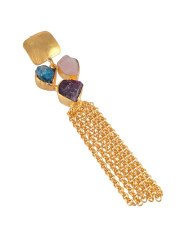 Rough Rose Quartz Amethyst and Apatite Multi Color Fashion Pendant