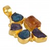 Rough Apatite Citrine and Amethyst Colorful Fashion Jewelry Pendant Gold Plated