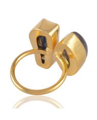Raw Tanzanite and Labradorite 18K Gold Vermeil Ring For Women