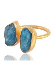 Raw Apatite Gemstone Handmade 18K Gold Vermeil Promise Ring