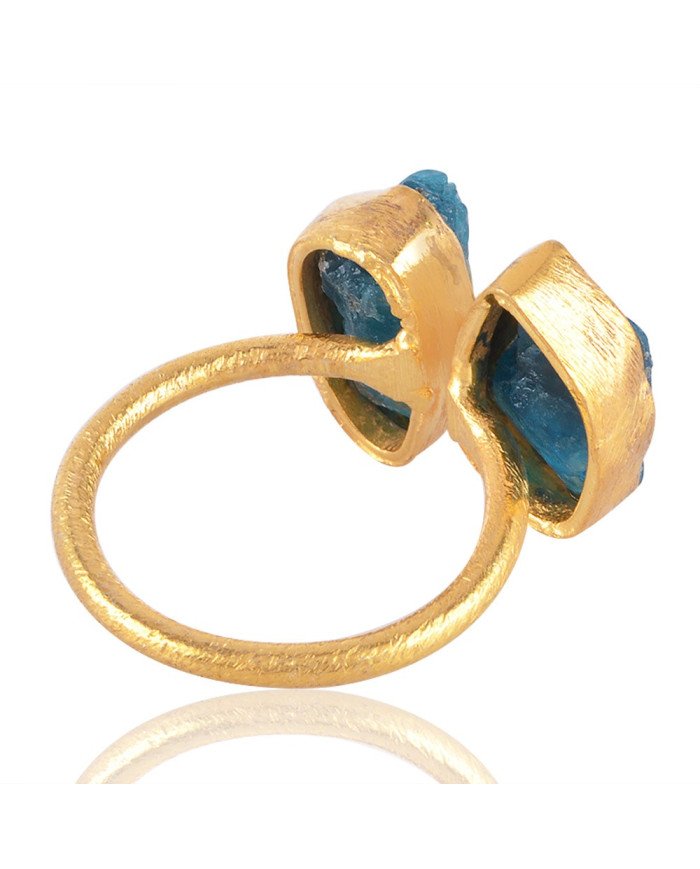 Raw Apatite Gemstone Handmade 18K Gold Vermeil Promise Ring