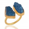 Raw Apatite Gemstone Handmade 18K Gold Vermeil Adjustable Ring