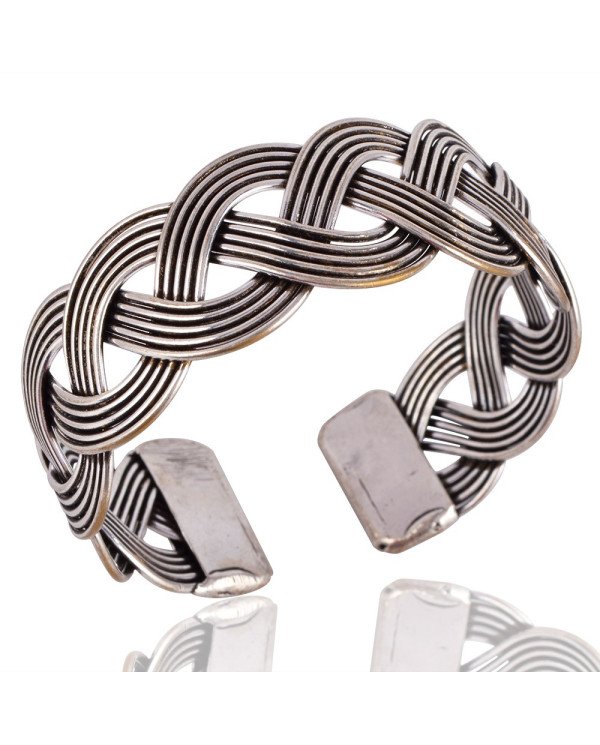 925 Silver Twisted Rope Style Cuff Bracelet
