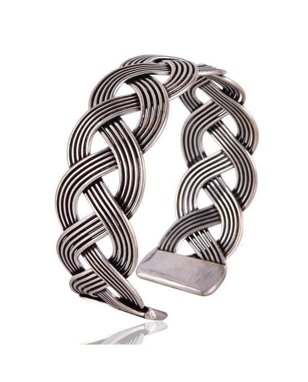 925 Silver Twisted Rope Style Cuff Bracelet