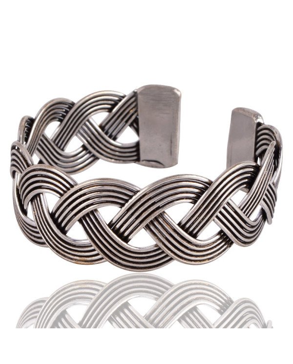 925 Silver Twisted Rope Style Cuff Bracelet