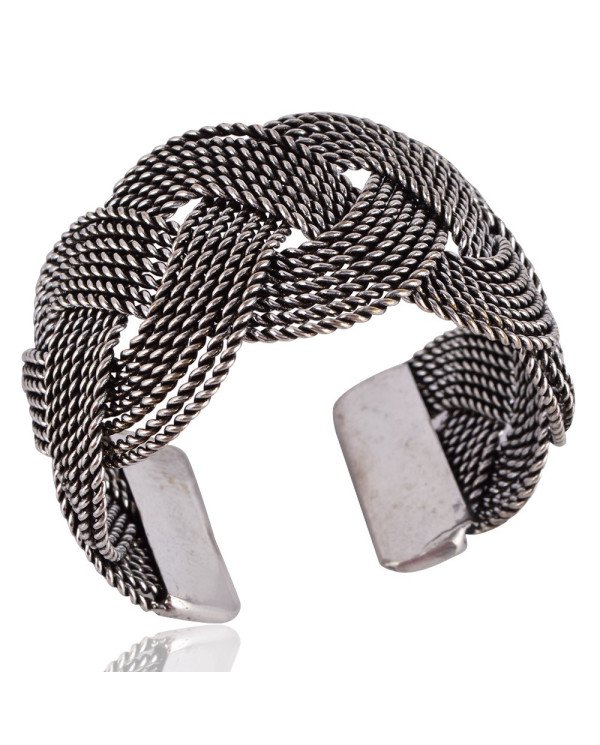 925 Sterling Silver Twisted Rope Style Cuff Bracelet