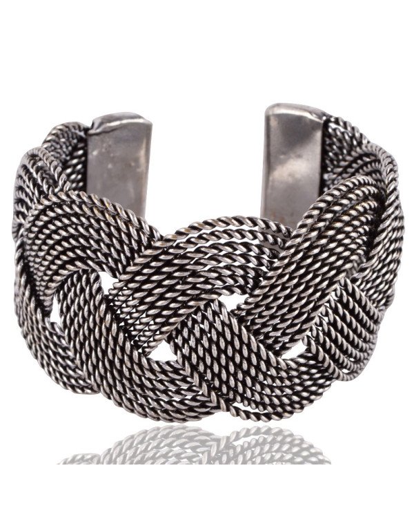 925 Sterling Silver Twisted Rope Style Cuff Bracelet