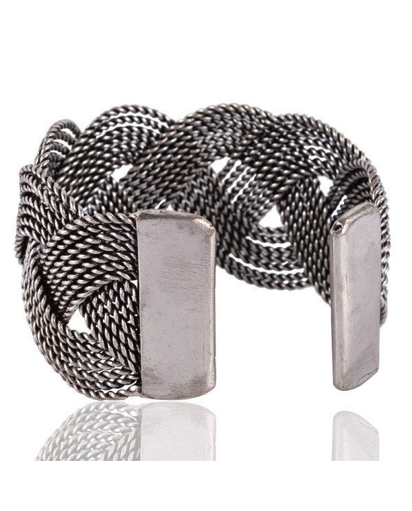 925 Sterling Silver Twisted Rope Style Cuff Bracelet